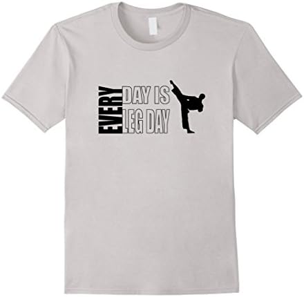 Men's Every Day is Leg Day - Karate T-Shirt Large Silver