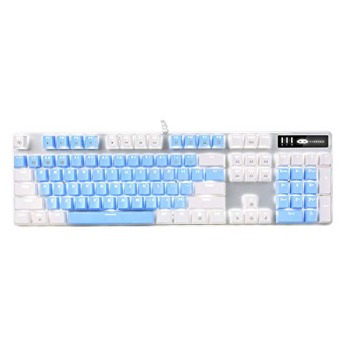 Mechanical Gaming Keyboard, MageGee 2020 New Upgraded Blue Switch 104 Keys White Backlit Keyboards, USB Wired Mechanical Computer Keyboard for Laptop, Desktop, PC Gamers(White & Blue) (Renewed)
