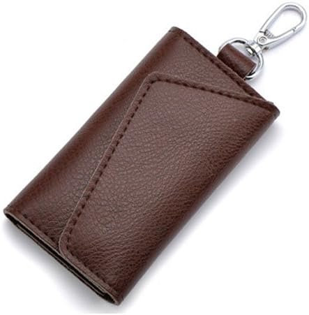 Hot Sell 100% Real Leather Solid Color Key Case Keychain Holder Cover Wallet for Women/Men (Coffee)
