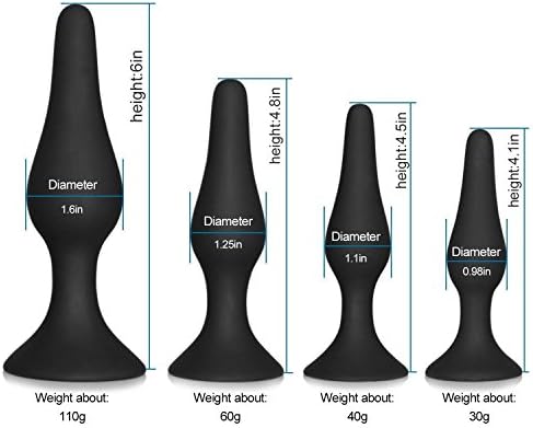 Hiti 4 Pcs 4 Size Medical Silicone A-nal B-UTT P-Lug Birth Stone, Super Stimulation Ana-l Trainer Beginner Kit for Men Women (Black)