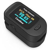 Oxímetro de Pulso, CocoBear Pulsioxímetro con Pantalla OLED, Oxímetro con función de alarma, Aaprobado por la FDA y la CE, Oxímetro de dedo para medir la saturación de oxígeno en la sangre (Sp02)