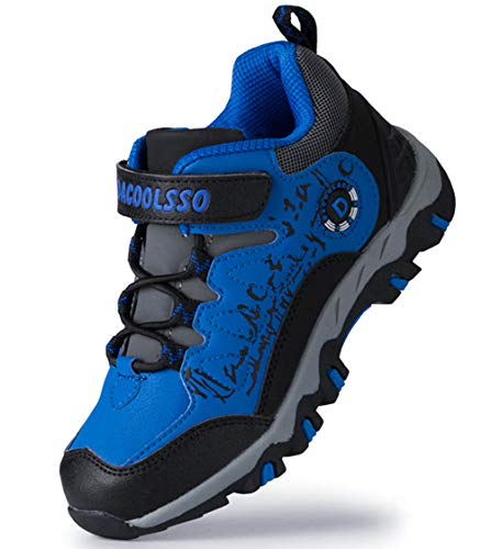 DADAWEN Kids Waterproof Hiking Shoes Outdoor Athletic Sneakers (Toddler/Little Kid/Big Kid) Blue/Gray US Size 7 M Big Kid (Best Looking Hiking Shoes)