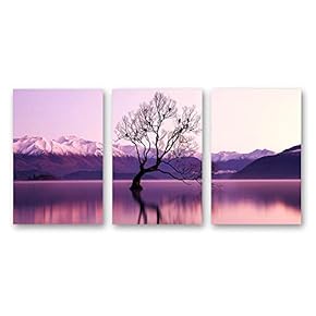 Canvas Wall Art Beautiful Scenery with Turquoise Lake, Forest and Mountains Painting Artwork for Home Prints Framed - 16"x24" x 3 Panels