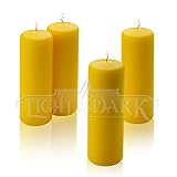 Citronella Pillar Candle - Set of 4 Summer Scented Yellow Citronella Candles - 6 inch Tall, 2 inch Thick - 36 Hour Burn Time for Indoor/Outdoor Use - Made in USA