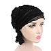 Ever Fairy 3 Colors Pack Chemo Cancer Head Scarf Hat Cap Ethnic Cloth Print Turban Headwear Women Women's Ruffle Beanie Scarf