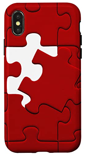 IQ Game Design and Rearrange Images Parts in Red Color Case for iPhone X/XS