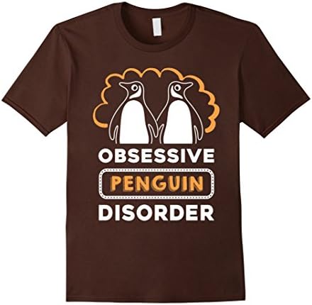 Mens Penguin Shirt - Obsessive Penguin Disorder T-Shirt XL Brown