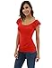 PattyBoutik Women Boatneck Puff Sleeveless Blouse (Red Small)