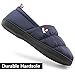 RockDove Men's Quilted Down Hardsole Slippers, Memory Foam Slip-On Camping Shoes, Navy, Size Large US 11-12