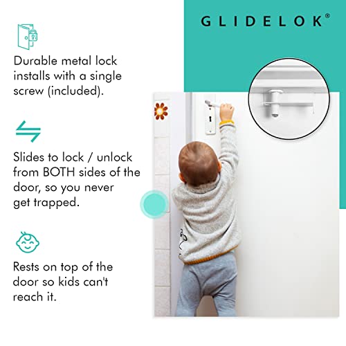 1 Pack GlideLok Child Safety Door Top Lock Made of Durable Metal (Not