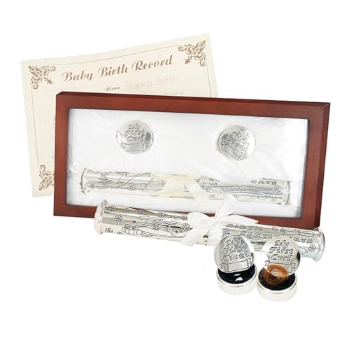 Stephan Baby Satin-Lined Rosewood Keepsake Box with Silver Plated Birth Certifi…