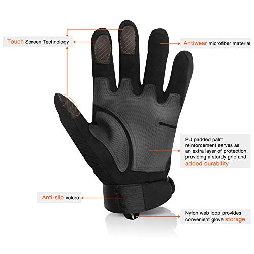 OBOSOE Tactical Gloves, Hard Knuckle Gloves Army Military Heavy Duty Gloves Touch Screen Full Finger Outdoor Gloves Motorcycle Riding Motorbike Airsoft Paintball Combat Hunting Hiking-L - Thumbnail 2