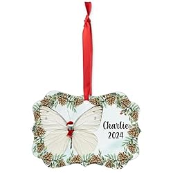 White Butterfly Christmas Ornament 2024