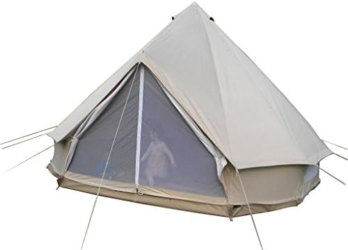 Qexan 5X5M Bell Tent for 10 persons with Zipped in Groundsheet (Beige color)