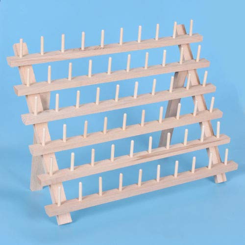 FidgetFidget Stand Holder Steady Wooden Embroidery Thread 60 Spools 40x32cm Yarn Shafts Shelf