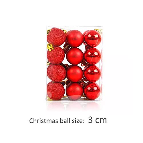 TangTanger Christmas Ball Assorted Pendant Shatterproof Ball Ornament Set Seasonal Holiday Wedding Party Decorations(24 pcs, 3 cm) (Red)