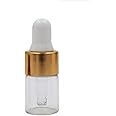Wresty 2ml(5/8 Dram) Small Mini 15 Pcs Clear Glass Dropper Bottles Essential Oil Vials Travel Refillable DIY Cosmetic Sample Container Liquid Perfume Eye Droppers Bottle (gold cap)