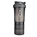 BOTTLED JOY Protein Shaker Bottle with 3-Layer Twist and Lock Storage, 100% BPA-Free Leak Proof SportMixer Fitness Sports Nutrition Supplements Non-slip Mix Shake Bottle 20oz 600ml (Grey)