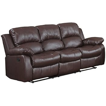 Amazon Com Bonded Leather Double Recliner Sofa Living Room