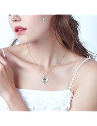 Cuoka Heart Locket Necklace Locket Necklace That Holds Pictures 925 Sterling Silver Rose Flower Photo Necklace Picture Locket Necklace for Women