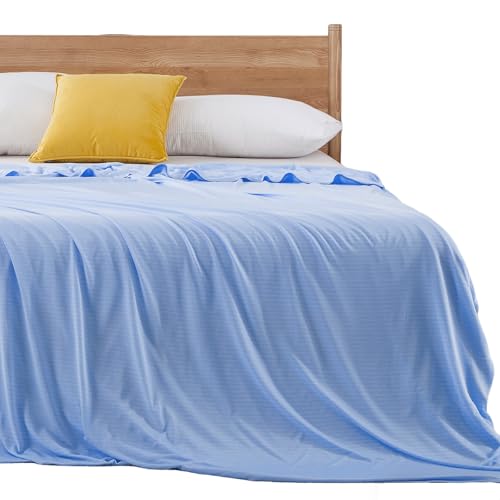 Elegear Bamboo Cooling Blanket 200 × 220 cm – Japanese Cooling Fibers ARC-Chill 3.0 Cooling Blanket for Better Sleep Comfort and Breathable Soft Blanket for Home and Travel, Blue