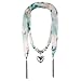 LERDU Gift Idea Green Flower Pattern Skinny Scarf Necklace for Women Long Heart Pendant jewelry Accessories Ladies