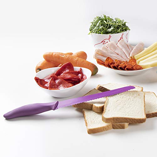 JadeCook Juego Set de Cuchillos Profesionales De Acero Inoxidable Doble Filo Paquete de 5 Cuchillos Colores Diferentes con Hoja Antiadherente