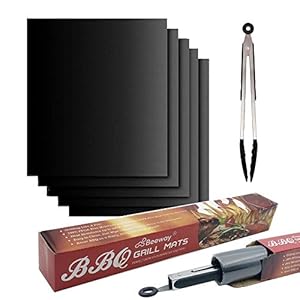 BEEWAY BBQ Grill Mats, Pack of 5 Universal Oven Liners for Bottom of Fan Assisted Ovens - Teflon, Reusable, Washable…