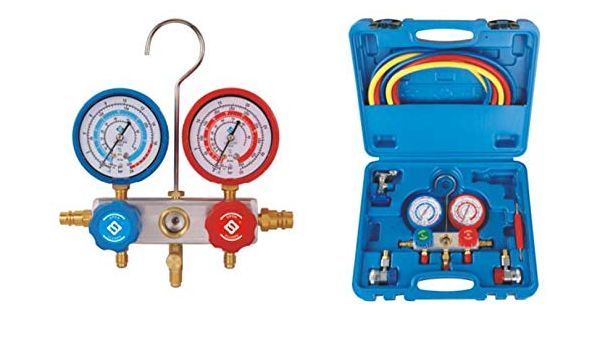 Amazon Com Diagauto Ys 90 Automotive Home Air Conditioner Pressure Gauge Refrigerant Double Meter Valve R22 R32 R134a R410 Body Home Kitchen