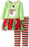 Bonnie Baby Baby-Girls Infant Snowman Appliqued Tutu Legging Set, Green, 18 Months