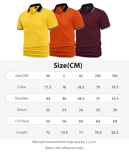 SwissWell Set of 3 Men's Polo Shirt Short Sleeve Golf Shirt Summer Sports Polo Shirts for Men T-Shirt