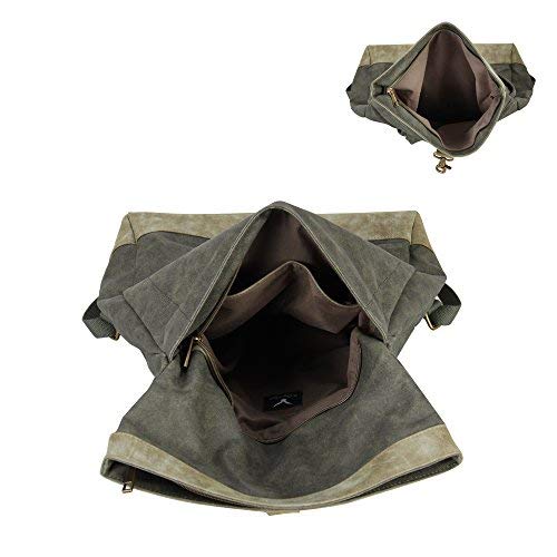 Hynes Eagle Stylish Roll Top Canvas Backpack Lightweight Travel Bag Matte Finish Army Green