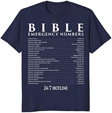 Mens Bible Emergency Hotline Numbers - Cool Christian T-Shirts XL Navy