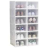 IRONLAND Storage Shoe Box White 12 Pack Clear Plastic Stackable White