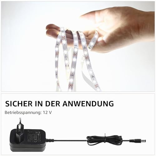 LE 5 m Dimmable LED Strip Set, Cool White, 12 V, Self-Adhesive LED Strip, Flexible LED Strip, LED Light Strip, Power Supply And Controller Included