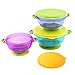 Zooawa Baby Suction Bowl and Spoon Set, 3 Pack Baby Weaning Set Nonslip BPA-Free Feeding Bowls with Lids Self Feeding Training Storage Bowl Cutlery Travel Set, Great Shower Gift for Infant Toddler