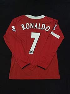 Amazon.com : DUM CR7 Retro Long Sleeve Jersey 2005-2006 Full League Patch RED Color (XL 
