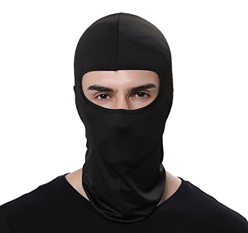 Pack of 3 Lycra Bandana Face Hat for Outdoor Airsoft Motorcycle Ski Mask Winter Sun Balaclava Black Tactical Hood Helmet (Black)