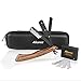 Straight Edge Razor AKUNSZ Professional Black Barber Straight Razor with 100 Single Edge Razor Blades and Barbers Razor Case - High-Quality Garapa wooden Handle