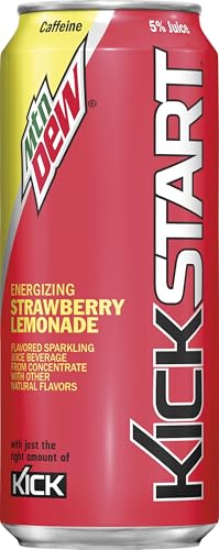 MOUNTAIN DEW, KICKSTART SPARKLING JUICE BEVERAGE ENERGIZING STRAWBERRY LEMONADE, 16 FL OZ