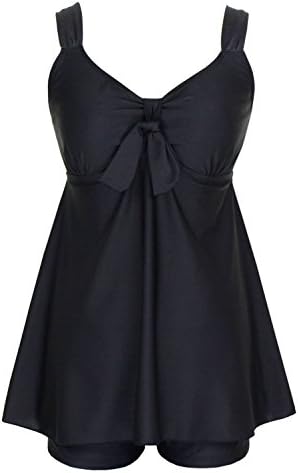 DANIFY Women's Plus Size Swimwear Two Piece Swimsuit Pin up Tummy Control Tankini Swimdress