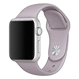 Apple Watch Band, Vteyes Soft Silicone Replacement Sport Band for Apple Watch Models (3 Pieces of Bands Included for 2 Lengths) (38mm Lavender)