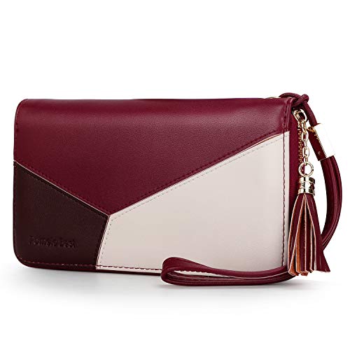 Wallets for Women with Multiple Card Slots and Roomy Compartment (Wristlet Type - Red)