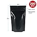 Black Mylar Stand Up Bags Pouches with Zipper, Notch for Food Storage 5 X 8 X 2.5 inches (4oz) 200 pcs