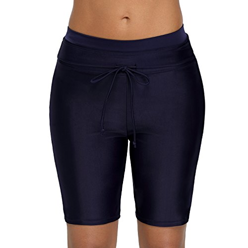 Vegatos Women Long Swim Board Shorts Stretch Drawstring Swimming Jammer