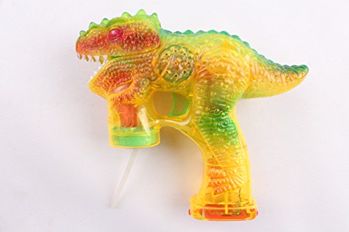 Flashing Yellow Green Dinosaur Bubble Blaster Gun with 2 Bottles of Bubble Fluid | Exciting Light Up and Sound Effects | Mess-Free Bubble Blowing Guns for Kids - Thumbnail 2