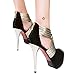 fereshte Women's Peep-Toe Platform Stiletto High Heels Dress Sandals Black EU40