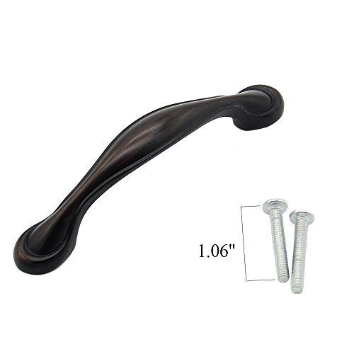 VESLA HOME 3" Rounded Foot Oil Rubbed Bronze Cabinet Hardware Handle Pulls, Drawer pulls Inch (76mm) Hole Centers 10 Pack - Thumbnail 5