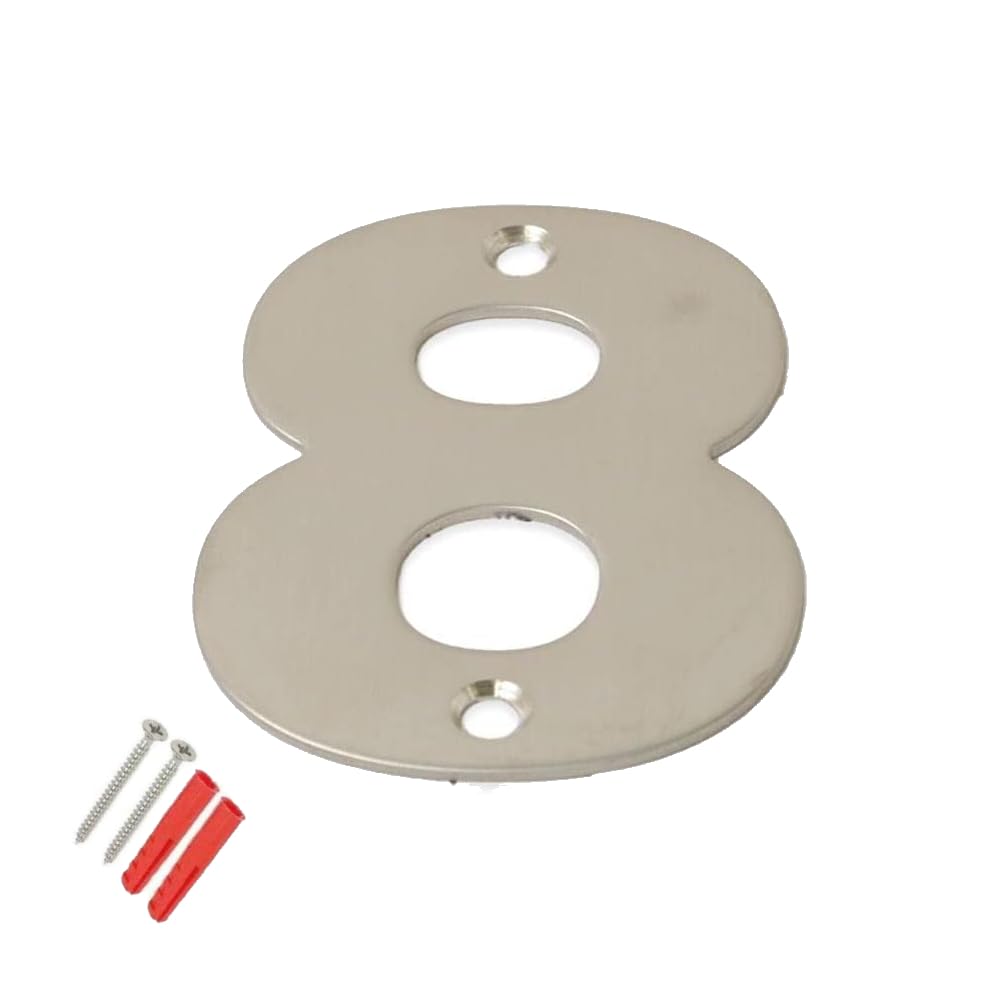 SISI UK® Stainless Steel Front House Door Numbers with Brushed Finish Large 6'' with fixings (Number 8)