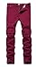 Qazel Vorrlon Men's Slim Fit Light Blue Stretch Destroyed Ripped Skinny Denim Jeans W34×32L